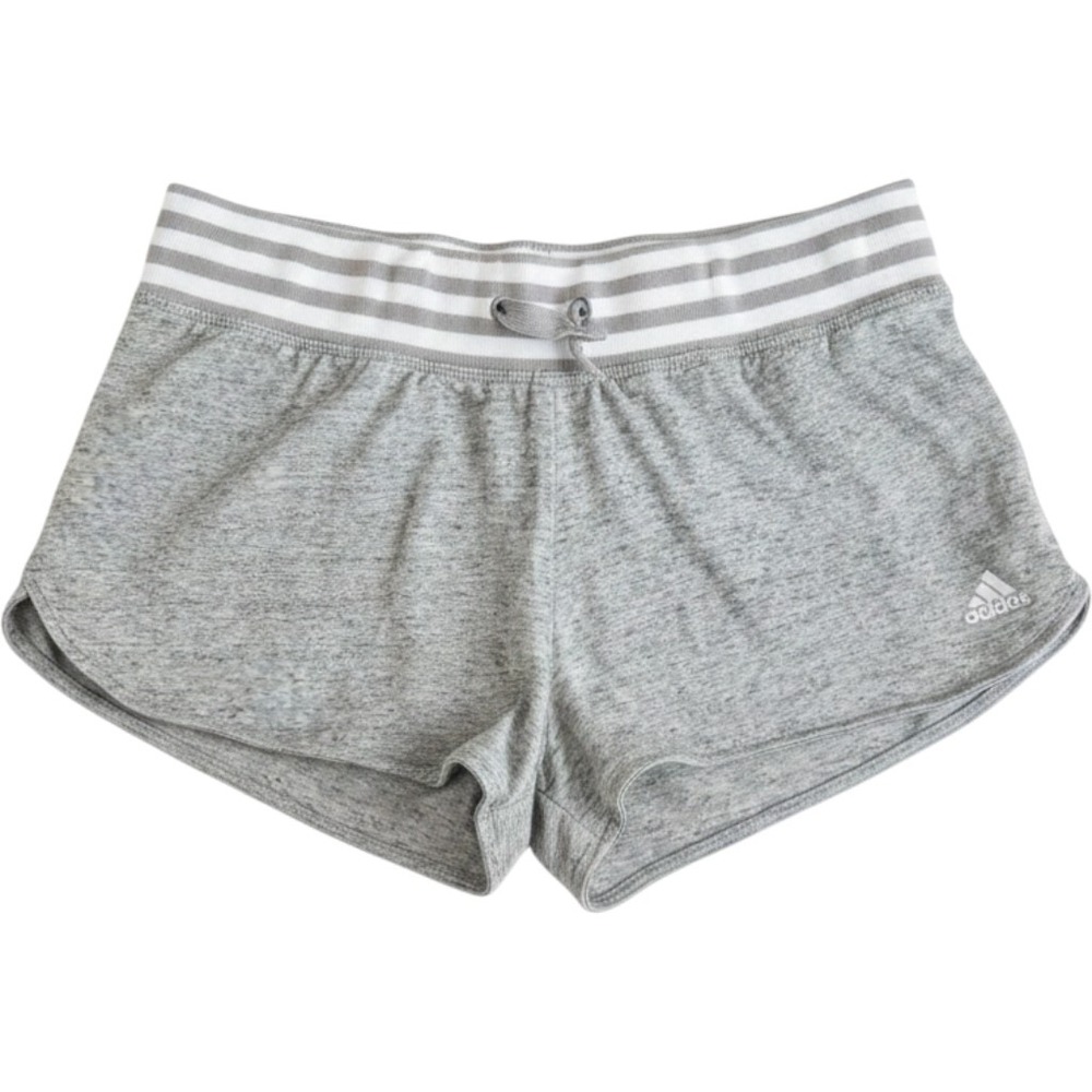Adidas Womens Heather Gray Striped Waistband Dolphin Athletic Shorts Size M